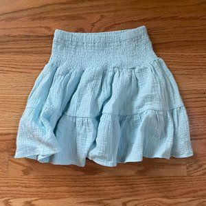 Shein Solid Frill Trim Skirt Light Blue XS